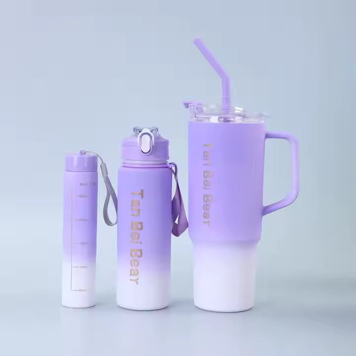 🧃 Ensemble Gourde 3-en-1 – 1,2 L avec poignée & paille.